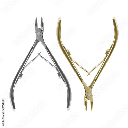 Set of Manicure nippers in golden and silver, vector format