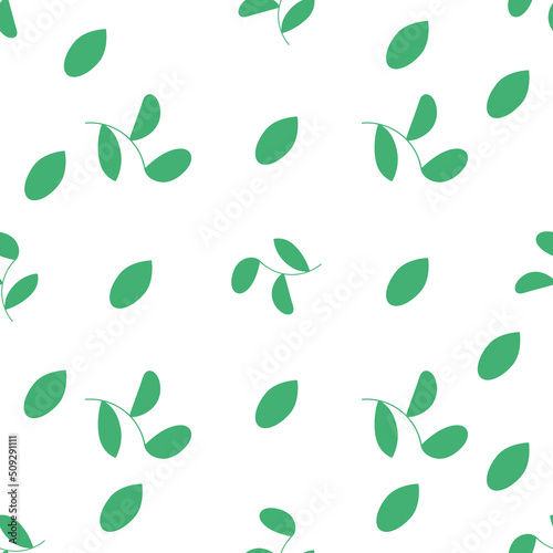 Wallpaper Mural Pattern of green leaves on white background for use in web design Torontodigital.ca