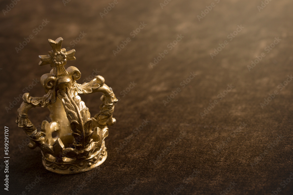 Gold Crown on Brown Background