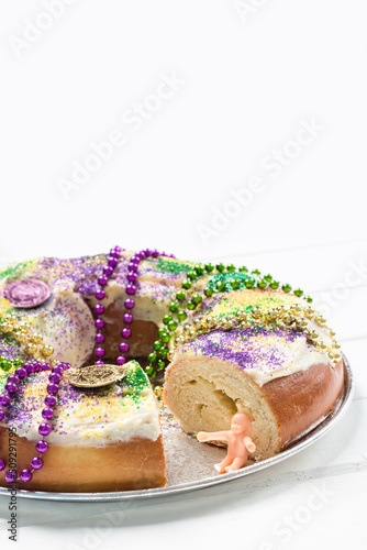 King Cake on a White Board Background