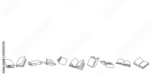 books line art pattern vector illustration for decoration, background,etc. One line drawing of book icon.