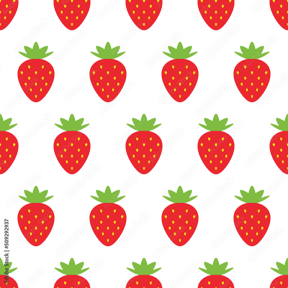 Red strawberries vector seamless pattern background for food and nature design. Red strawberries vector seamless pattern background for food and nature design.
