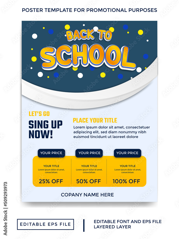 Fototapeta premium back to school theme poster/flyer template