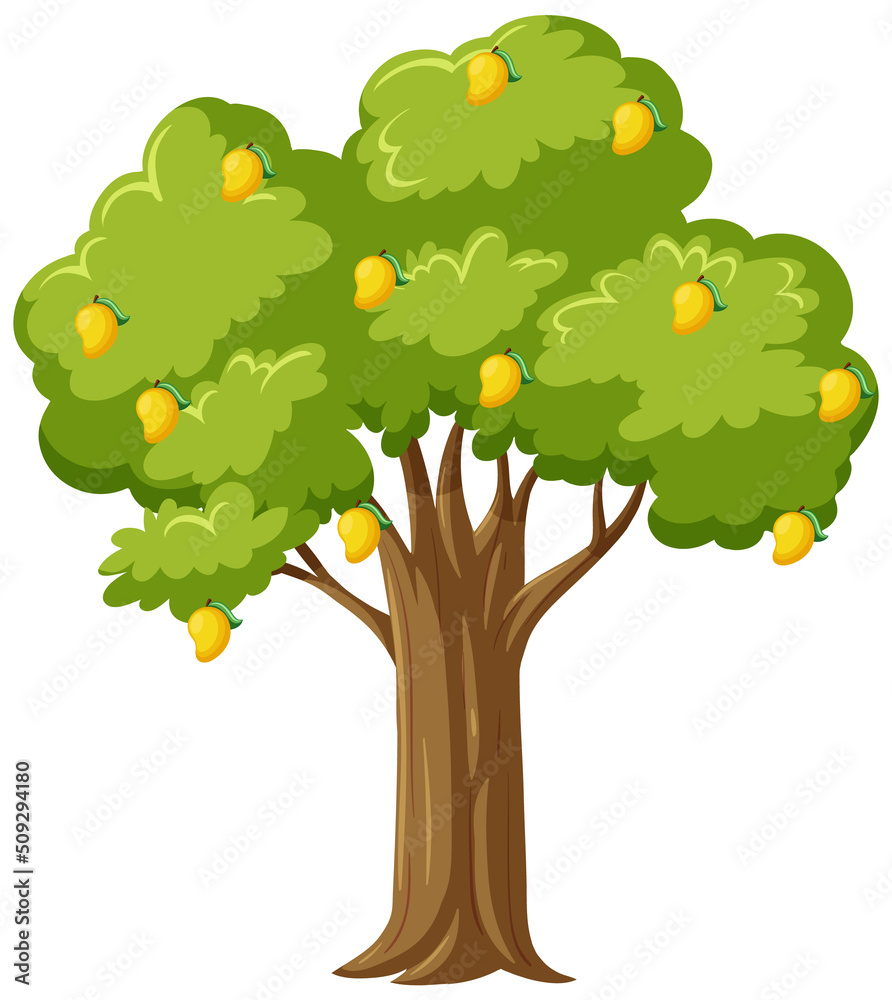 Isolated pear tree in cartoon style