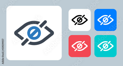 Hide icon - vector illustration . Disable, Eye, Hide, Invisible, Hidden, Off, View, Visibility, line, outline, flat, icons .