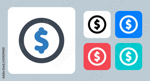 Dollar icon - vector illustration . Dollar, Money, Coin, Currency, Finance, Cash, Payment, usd, line, outline, flat, icons .