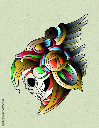 eagle aztec warrior skull