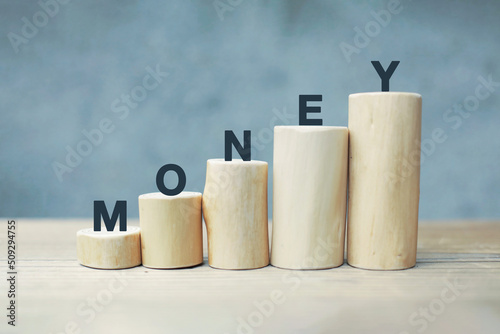 money concept. word wood type.
