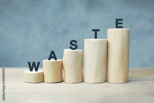 waste accumulation. concept. word wood type.