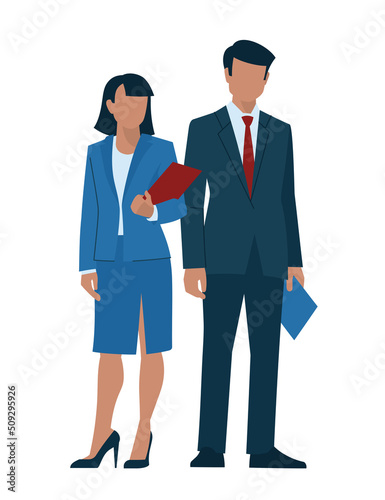 Business people. Woman and man in business clothes, office worker, politician, student, entrepreneur, businessmen. Vector image.