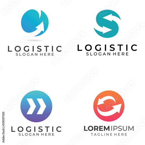 Logistics company vector logo, arrow icon logo, fast digital delivery logo. Using simple and easy logo vector editing.