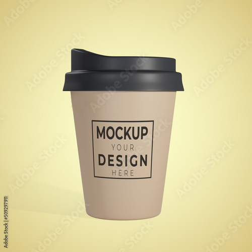 3d coffee cup mockup transparent background easy to change premium design and color psd