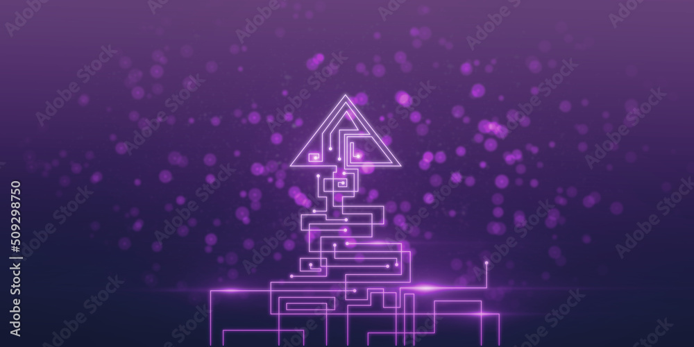 Fototapeta premium Abstract digital wallpaper with maze arrow. Technology, data and growth concept. 3D Rendering.