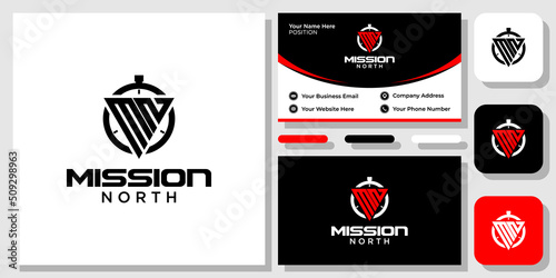 Letter MN Compass Monogram brand with business card template 
