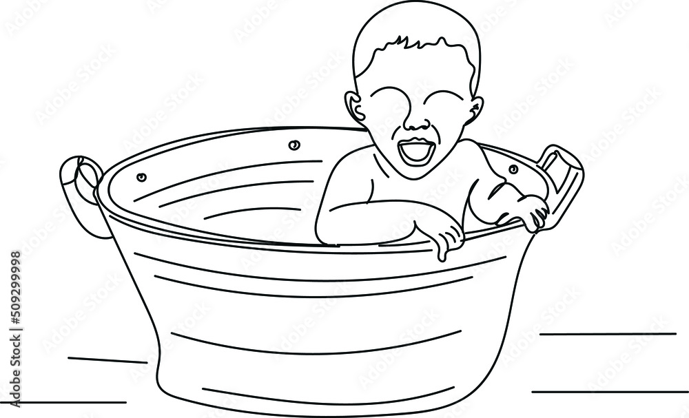 baby bath tub vector baby bath logo vector, sketch drawing of baby