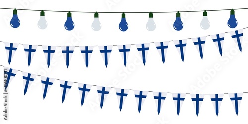 3D Garlands of Finland on a white background	