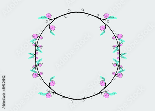 illustration frame with flowers for wedding decoration