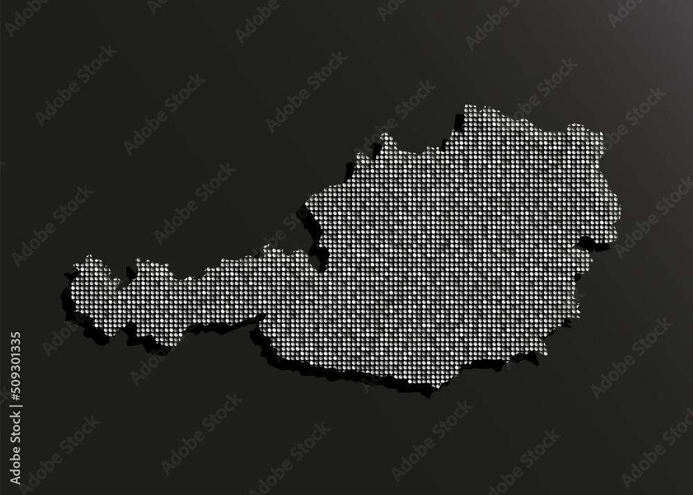 Vector map Austria from silver sequin or glitter