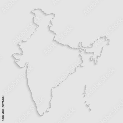 Vector outline map India with creative shadow
