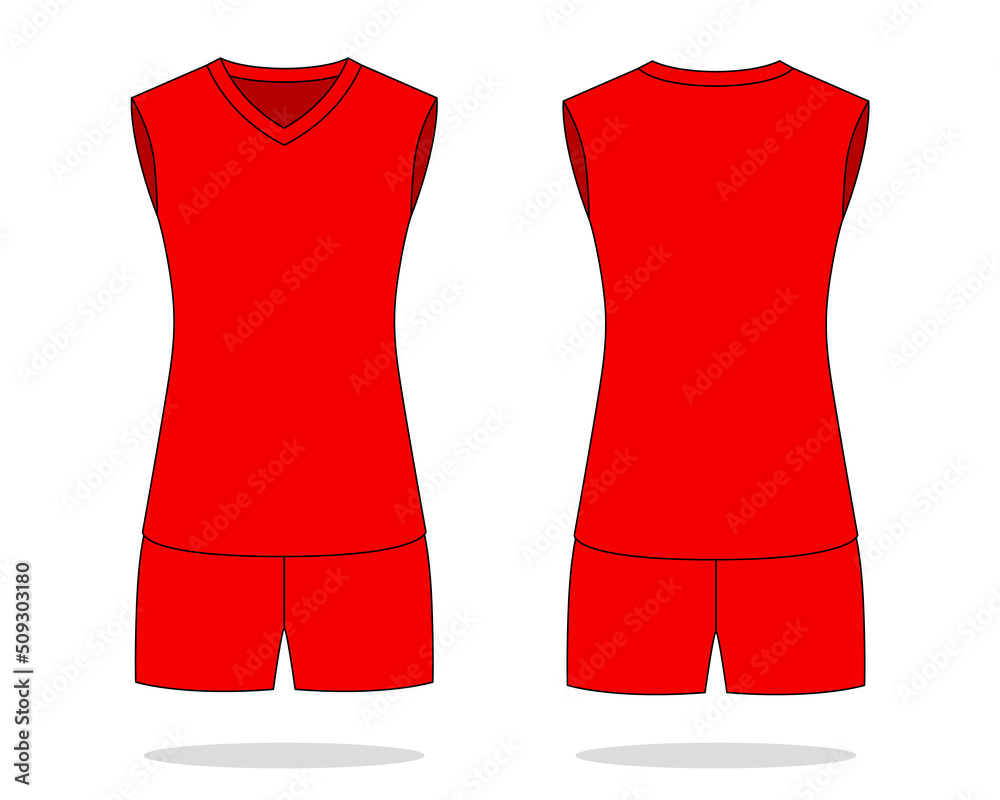 Women's blank red sleeveless volleyball jersey template on white Women's blank red sleeveless volleyball jersey template on white