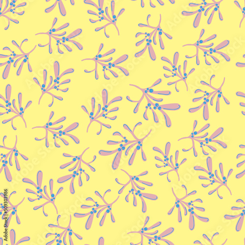 mistletoe branches botanical christmas vector seamless pattern
