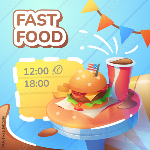 Banner for instagram with an illustration of a burger