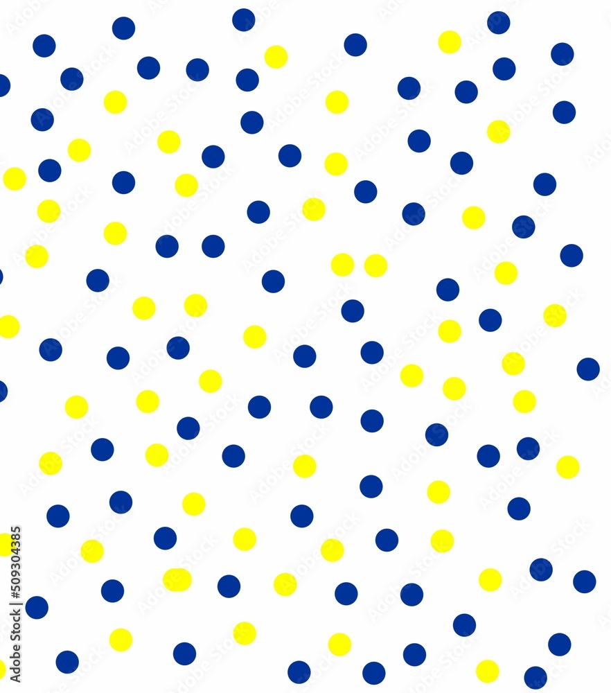 Yellow blue circles, seamless pattern with colorful dots
