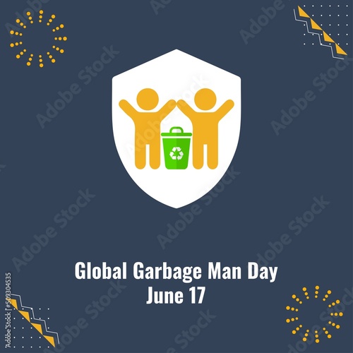 Trash can and Garbage Man vector icon. Global Garbage Man Day design concept, suitable for social media post templates, posters, greeting cards, banners, backgrounds, brochures. vector illustration