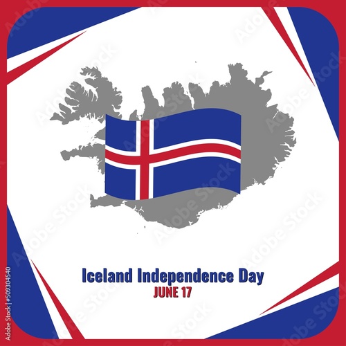 Iceland flag vector icon. Design concept
Iceland Independence Day, suitable for social media post templates, posters, greeting cards, banners, backgrounds, brochures. vector illustration