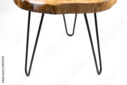 Wooden table loft. Table legs. Underframe. On a white background photo