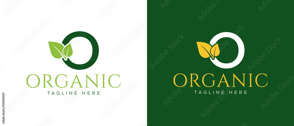 initial letter O with leaf logo vector concept element, letter O logo with Organic leaf