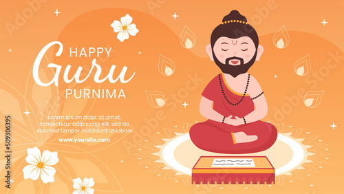 Guru Purnima of Indian Festival Template Social Media Flat Cartoon Twitch Background Illustration