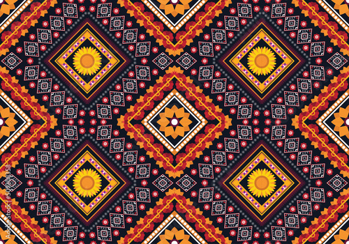 Geometric ethnic pattern for background fabric wrapping clothing wallpaper Batik carpet embroidery style. 