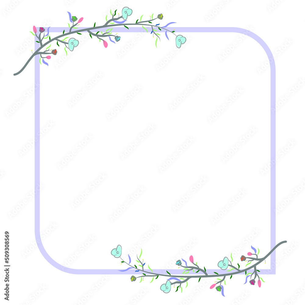 illustration of frame with flowers and butterflies illustration of frame with flowers and butterflies
