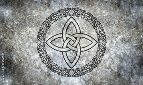 Billede på lærred Celtic or Norse Knot. Knotwork in Stone