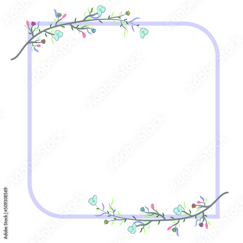 illustration of frame with flowers and butterflies 