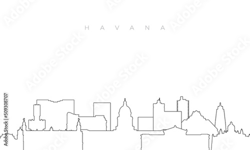 Outline Havana skyline. Trendy template with Havana city buildings and landmarks in line style. Stock vector design.