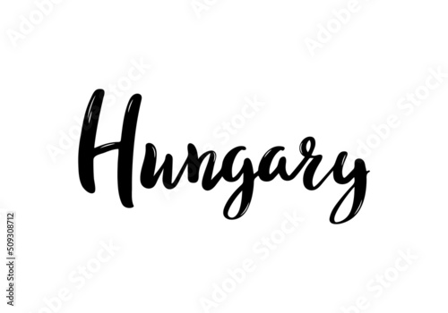 Hungary Lettering. Handwritten name country. Vector design template.