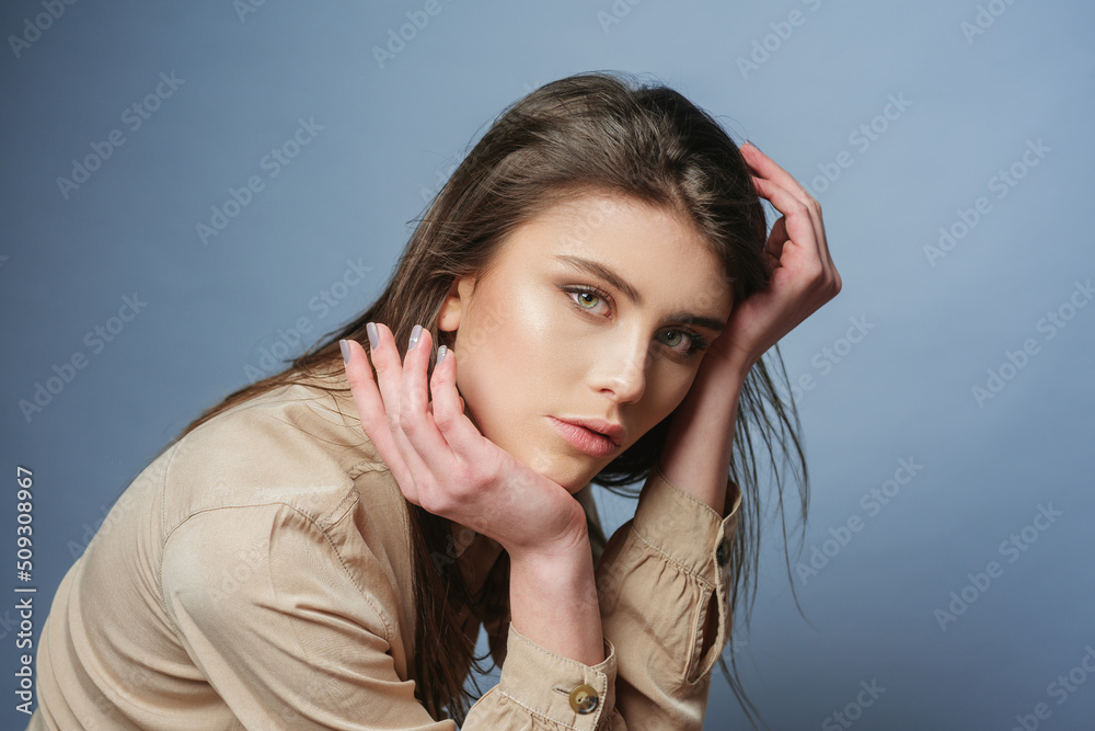 Beautiful girl. Young sensual woman close up portrait. Beautiful girl. Young sensual woman close up portrait.