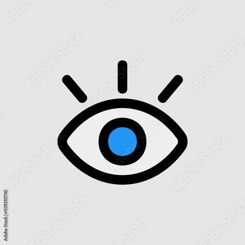 Visibility icon in filled line style about essentials, use for website mobile app presentation