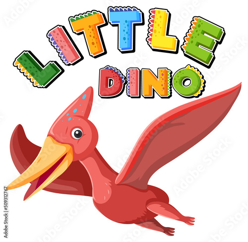 Little cute pteranodon dinosaur cartoon character