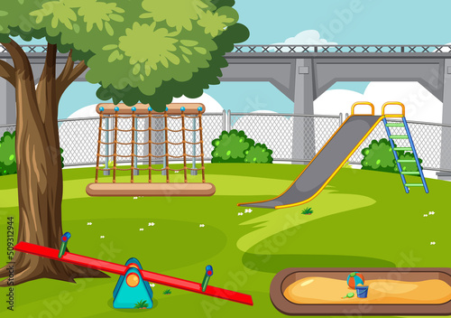 Empty playground background with rides
