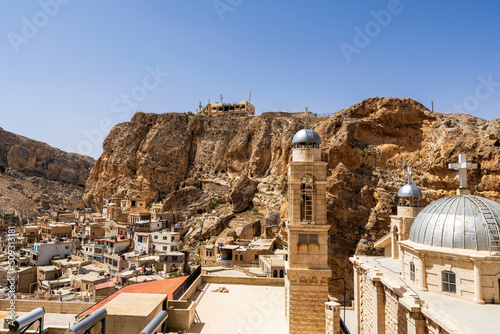 Maaloula in Syria, one of the last remaining places where language of Bible, Aramaic, is still spoken. photo