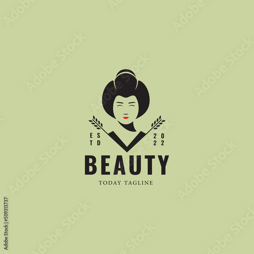 beauty geisha japan culture logo design vintage