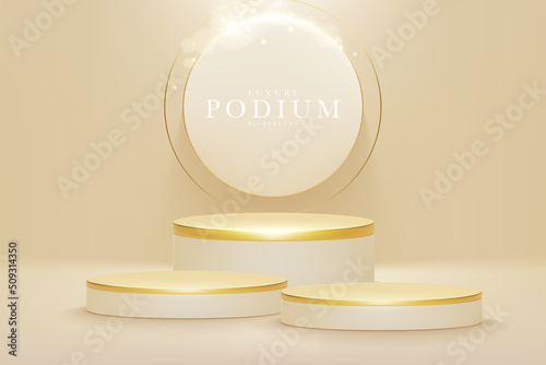 3d style podium gold luxury background, vector illustration for sale or online marketing.