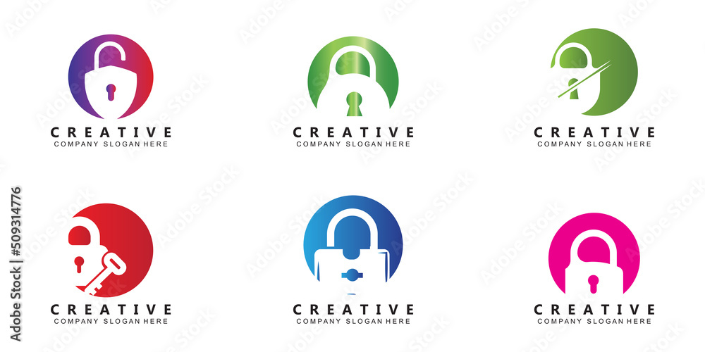 Fototapeta premium home and site security padlock logo vector symbol