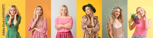 Set of attractive blonde wo...