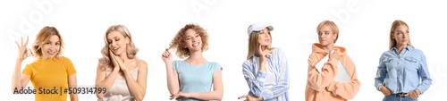 Set of pretty blonde women ...