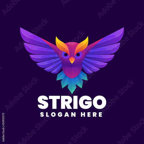 Vector Logo Illustration Owl Gradient Colorful Style.