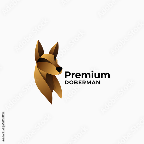 Vector Logo Illustration Doberman Gradient Colorful Style.
